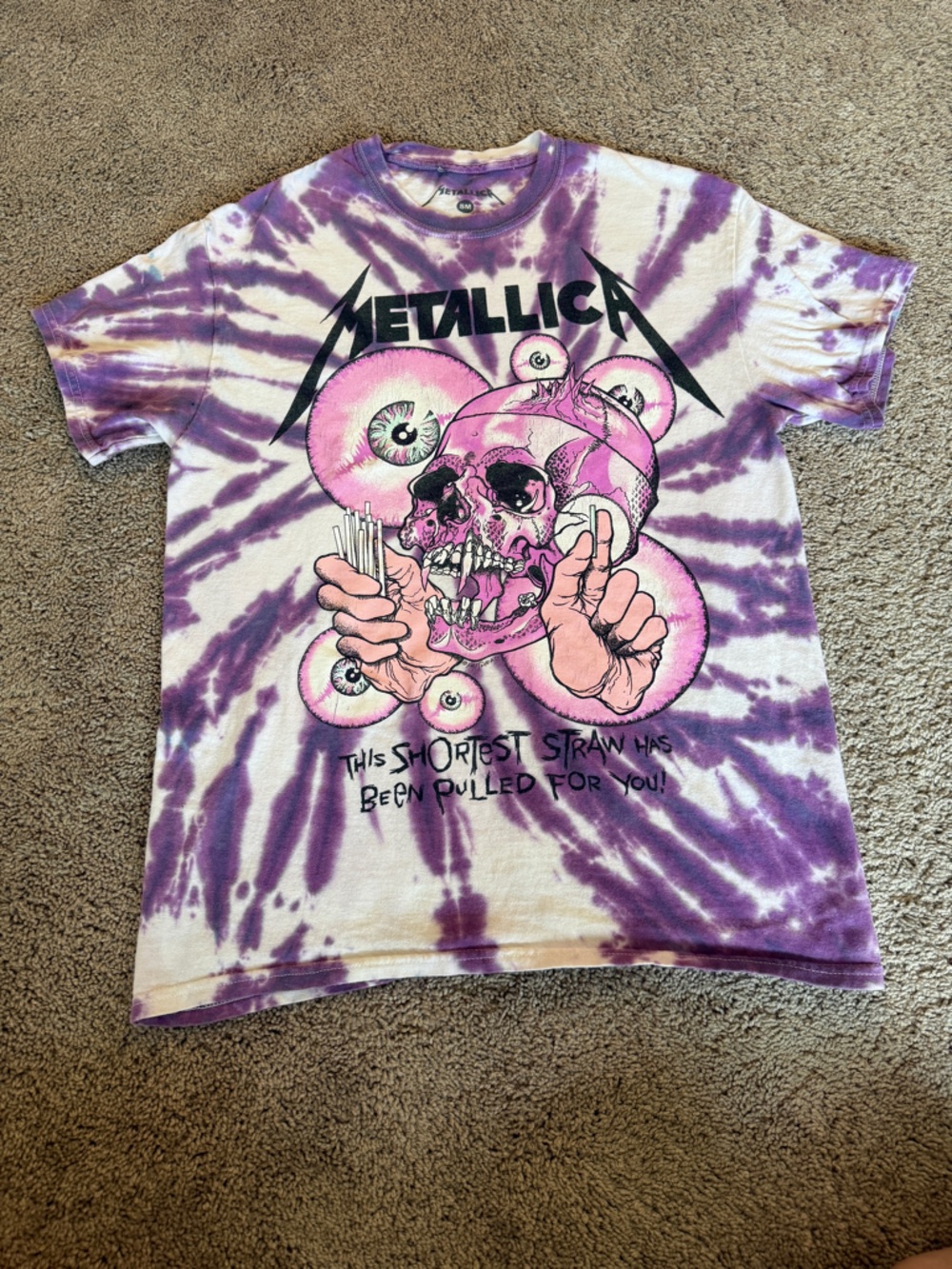 Metallica x Pinhead Purple Tie-Dye Graphic Short Sleeve Tee 100% cotton small